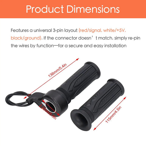 Plug And Play Twist Throttle For E Bikes And Scooters, Waterproof 3 Pin Connector, Universal 12V-72V Wide Voltage Throttle For 22.2mm Handlebars, Easy Rewire, Durable, Smooth Acceleration And Responsive Control