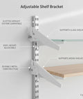 Heavy Duty Metal Shelf Bracket For Slotted Upright Rails 7.9 Inch Length White Finish Built Tough To Support Glass Or Wood Shelves