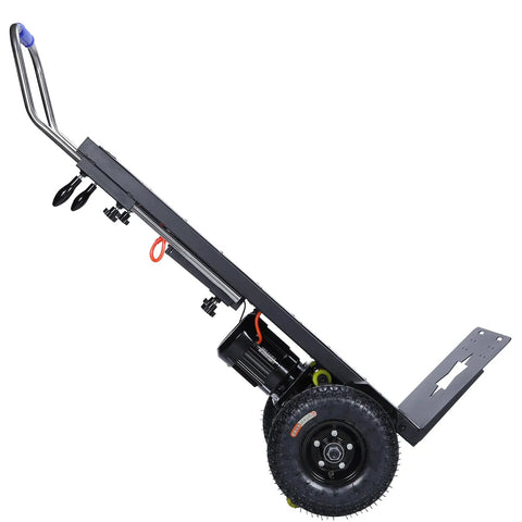 Electric Stair Climbing Hand Truck Featuring a Robust 1500W Motor and 880 Lbs Load Rating in sleek black design.