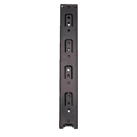 Beefy 12 Inch Side Mount Drawer Slides With 100 Pound Capacity In Cold Rolled Steel For Vanities Desks And Cabinets, Heavy Duty Rails Built To Take A Beating, Perfect For Kitchen And Bath Renovations. black 12-inch side-mount drawer slide, cold-rolled steel
