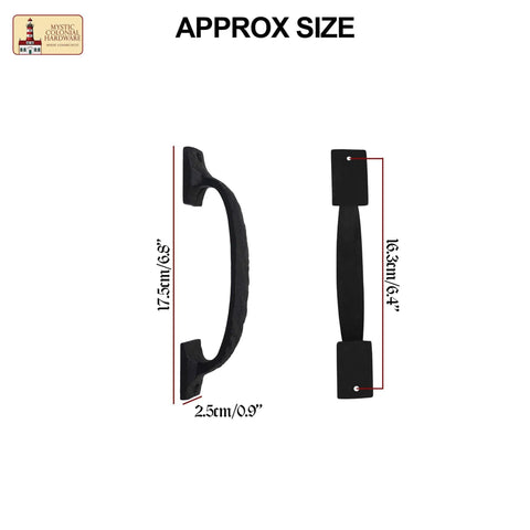 Twisted Grip Mystic Colonial Rustic 6.5 Inch Barn Door Handle Pull For Sliding Barn Doors Built Tough With Black Wrought Iron For Wooden Gates