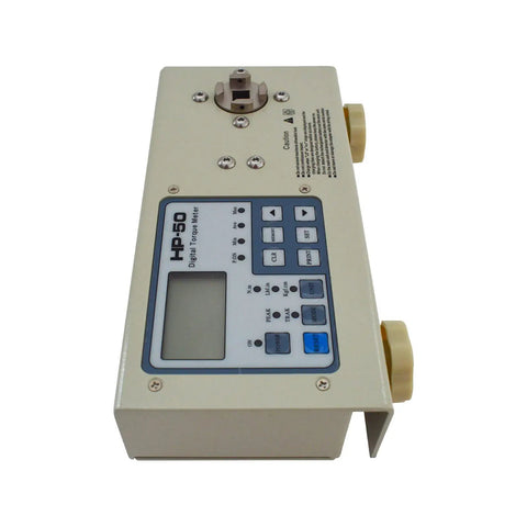 Smart Torque Tester For Bottle Lid Torsion Meter With Digital Peak Measurement From 0.5 To 45.0 Lbf In, AC 110 To 240V, Electric Wrench Style Tool For Repairing And Precision Torque Calibration, Adjustable Alarm And Multi Unit Readout on beige housing