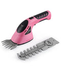 2-In-1 Electric Handheld Grass Shear And Hedge Trimmer Cordless Battery Powered No Fuss Garden Tool Pink Grab-And-Go Design