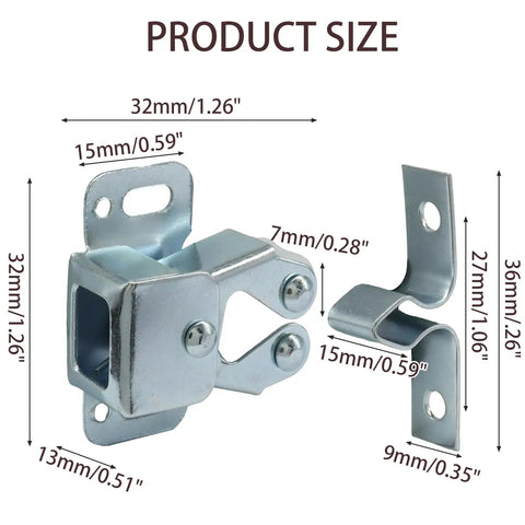 20 Pcs Double Roller Cabinet Door Latches With Screws For Cupboard Closet Kitchen Cabinets Durable Iron Hardware dimensions
