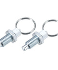 Badass Durability M10x1.5 Carbon Steel Spring Plunger 2 Pack With Slick Pull Ring, 6mm pin, for cabinets and workshop use.