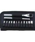 T-Handle Ratchet Wallet Kit Ride-Ready Pocket-Sized Three-Way Tool Set with Twelve Bike-Specific Quarter-Inch Bits and Case