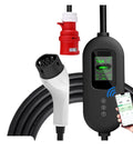 Portable 11Kw 16A Type 2 EVSE Charger With Three Phase Fast Charging and Safety Leakage Protection, includes display and charging plug.