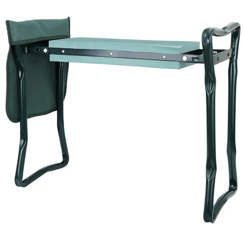Foldable Garden Kneeler Bench Stool With Soft Cushion Seat Pad And Tool Pouch, Portable Kneeling Pad, steel frame view