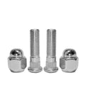 Durable M12x1.5 Wheel Lug Stud Nut Set For Hyundai And Kia Compatible With Elantra Sonata Azera Tucson Santa Fe Sorento Genesis Rio Optima Forte Soul Rondo XG350 Accent Magentis 4 Piece Replacement Kit, showing two lug studs and two nuts against a white background.