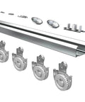 Bypass Sliding Door Hardware Kit 84 Inch Track Set for Two Door Wardrobe Closet System, galvanized steel components visible
