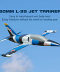 RC Arrows 50mm L39 RC Plane With Vector Flight Stabilization System PNP Blue flying against clear sky background.