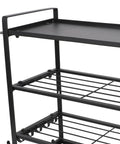 Heavy Duty Metal Wall Mount Power Tool Organizer With Extra Slots And Hooks For Sick Garage Shop Setup. Black metal rack detail.
