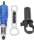 Ergo Rivet Drill Attachment For Cordless Power Drill Kit With Aluminum Alloy Build, Precise Grip Control And Comfortable Handle For Fast Workshop Projects And Machinery Repairs, blue hand tool set