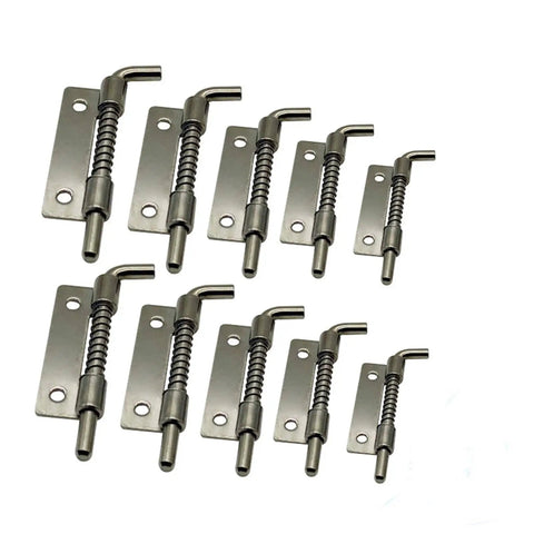Left and Right Spring Loaded Removable Gate Hinges With Hidden Stainless Steel Pivot Concealed 50mm 1 Piece Heavy Duty Iron and Stainless Steel Hardware For Cabinets Gates and Industrial Use, showing multiple hinges on a white background.