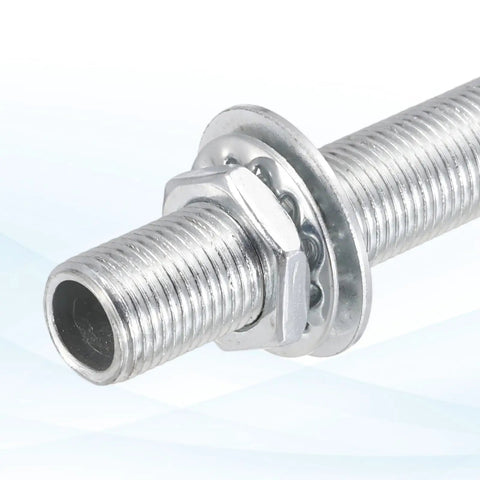 Heavy Duty 35 Piece 5.1 Inch Lamp Pipe Kit With Hex Nuts And Tooth Washers showing threaded metal pipe with nut for ceiling light repair.