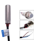 Ten Millimeter Hall Effect Proximity Sensor With NPN Normally Open Output, DC Five To Thirty Volts, 12 Millimeter Thread