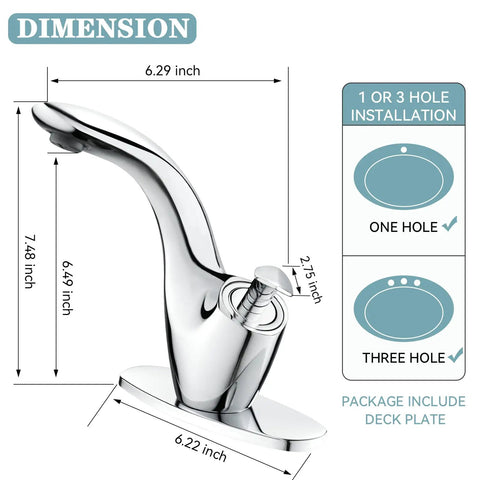 Leaf Type Chrome Bathroom Faucet With Modern Single Handle, Sleek Vanity Sink Tap Includes Pop Up Drain, Deck Plate And Two Supply Lines For A Contemporary, Water Saving Look