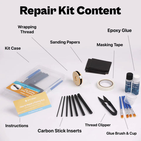 Comprehensive Fishing Rod Repair Kit With Glue For Freshwater And Saltwater Poles, Includes Carbon Fiber Sticks, Epoxy Finish