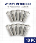 Top Tier 10 Pack M12x1.50x49mm Wheel Studs Heavy Duty Anti Rust Lug Nuts Bolts For Car Hub Replacement Fasteners Silver Oem Style, 10 pcs
