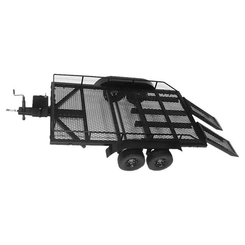 Heavy Duty Metal Trailer Cargo Carrier Kit For One Ten Scale RC Crawler Cars Badass DIY Upgrade Solid Steel Rig Enhancement For Traxxas Axial SCX10 And HPI Models, view from above.