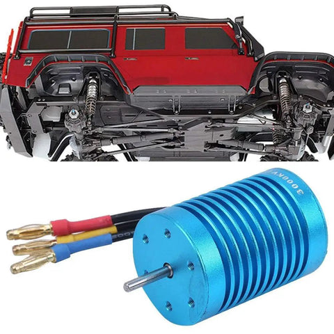 High Torque 4 Pole Brushless RC Motor 3000KV 13T for 1/10 Scale RC Cars with red car chassis
