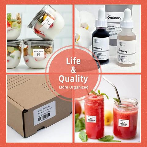 Heavy Duty Thermal Sticker Label Paper For M120 M110 M220 M250 M150 Label Makers with solid self-adhesive backing on jars and boxes.