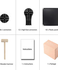 Contents of 12-Cube Black Storage Organizer Shelf System For Bedroom, Office, And Living Room, including connectors and panels