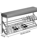 Industrial 2 Tier Shoe Rack Bench With Seat And Brown Entryway Organizer Stand Metal Shoe Storage Shelves For Shoes