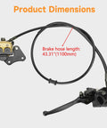 Beefy Front Hydraulic Disc Brake Caliper Assembly And Master Cylinder Kit With Pads Bolt On For 50cc To 125cc Pit Dirt Bikes Including SSR Apollo Taotao Coolster DHZ Stomp Demon X Thumpstar Pitster Pro Roketa And More showing 43.31 inch brake hose length