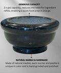 Heavy Duty Granite Mortar And Pestle Set 6 Inch Stone Grinder with non-slip base and durable black finish, ideal for guacamole and pesto