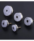 Screw-On Felt Furniture Gliders 18mm To 28mm gray pads with screws visible on dark background