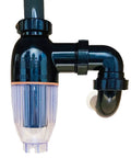 No Mess Money Saving P Trap 2 Pack in black and transparent, easy to install under sink plumbing upgrade, side view.