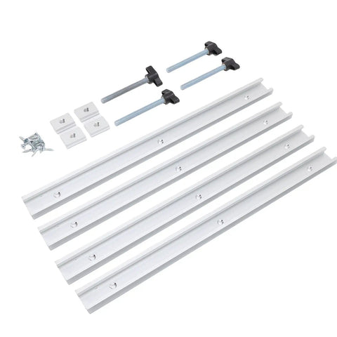 Aluminum T Track Sliding Nut Set With Double Cut Profile Predrilled Mounting Holes And Wood Screws For Woodworking Workbench Built Tough And Rust Resistant Silver Four Pack