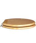 Elongated Solid Wood Toilet Seat With Durable Rubberwood Build Built To Last High Gloss Piano Finish PVD Brushed Nickel Hinges