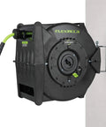 Levelwind Retractable Air Hose Reel 3/8 Inch By 75 Feet Workhorse Heavy Duty Lightweight Hybrid For Garages And Shops on wall mount