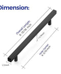 30 Pack Square Cabinet Pulls Matte Black Stainless Steel For Kitchen Cabinets And Dressers dimensions diagram