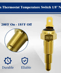 Ground Thermostat Switch For Auto Cooling Fans One Eighth Inch NPT 200F On 185F Off brass sensor