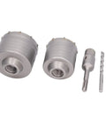 Heavy Duty 5 Piece Concrete Hole Saw Kit With 65Mm And 80Mm Openers Made From Top Tier 45 Steel Plus Yg8 Alloy For Crushing Masonry, Brick Walls, And Stone Blocks Like A Total Boss On Any Job Site. Two hole saws, shank, bit, and adapter