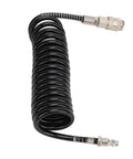 3 Meter Self-Retracting Air Hose, Hella Tough Rubber and Steel Construction, coiled design with steel connection tips.