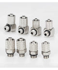 Set of heavy duty brass pneumatic quick connectors fit M3 to M6 threads, suitable for 3mm and 6mm air tubing.