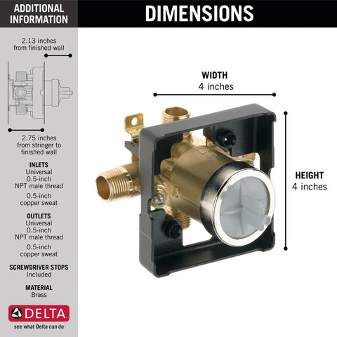 Universal Tub And Shower Valve Body For Easy Trim Upgrades MultiChoice Compatible With Most Tub Faucet Trim Kits Retrofit Ready