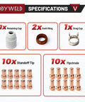 24 Pack Plasma Cutter Consumables Kit For Tomahawk 1000 LC65 LC65M - assorted electrodes, nozzles, cap, swirl rings