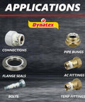 Image showing connections, pipe bungs, flange seals, AC fittings, bolts, and temp fittings for All Purpose Thread Sealant With PTFE For Threads Minus 65 To 300 Degrees Fahrenheit 4 Oz Brush Top Bottle White No Mess Non Toxic Strong Seal Up To Ten Thousand PSI applications.