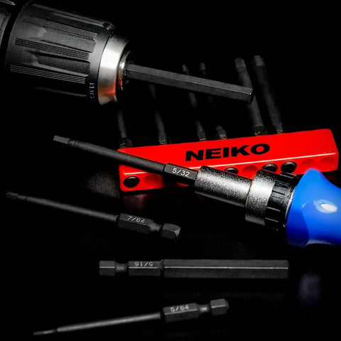 Hex Drill Bit Set, Eleven Piece Allen Wrench Bits With Magnetic, Laser Etched SAE Sizes, S2 Steel, and Quick Release Shanks