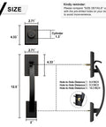 Front Door Handle Set With Double Door Lock And Dummy Handle, dimension details, oil-rubbed bronze, for home entry