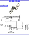 Isometric view of 360° zinc alloy adjustable torque hinge with damping, model XG11-045-1-L