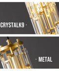 Close-up of Gold 3 Light Modern Pendant Light Fixtures With Glam Crystal Chandeliers showcasing crystal and metal accents