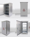Weatherproof 304 Stainless Steel Electrical Enclosure Outdoor Box for Beefed Up Heavy Duty Junctions, IP55 Waterproof, Floor Mounted Cabinet, Durable Metal Electrical Cabinet, 60x90x45 cm, open and closed