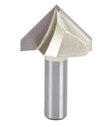Awesome High V Groove Router Bit with Solid 1/2 Inch Shank, 90 degree angle, 1.5 inch diameter, tungsten steel for deep cuts in wood.