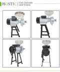 Four angled views of the 3000W Wet And Dry Electric Grain Mill With Funnel 110V Grinder For Cereals Rice Corn Wheat Soybeans And More